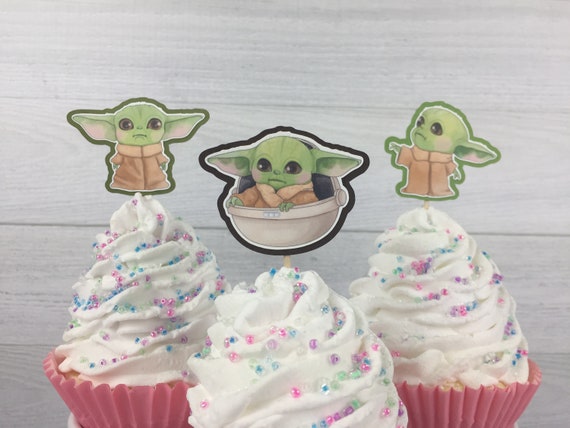 Baby Alien Child Cupcake Toppers - Alien Birthday - The Child Birthday- Cupcake Toppers - Cupcake Picks -Baby Alien Party -The Child Toppers Il_570xn