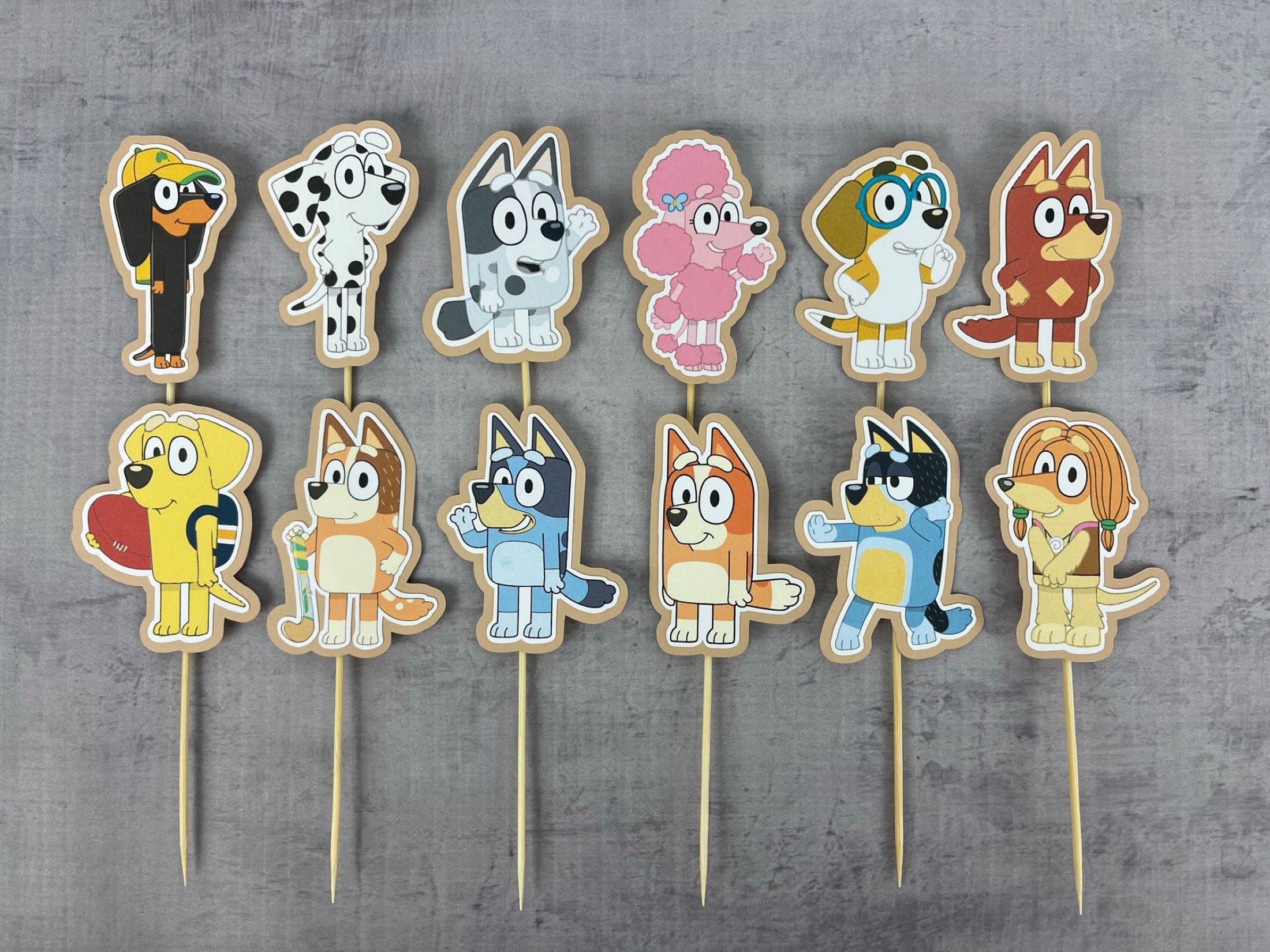 Blue Dog & Friends Cupcake Toppers - Set of 12
