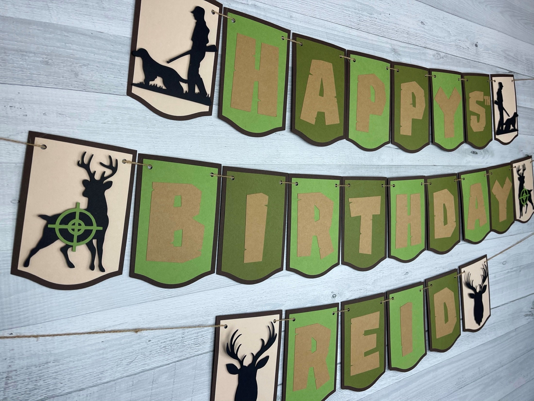 Hunting Fishing Birthday Party Decorations Bunting Banner Pennants