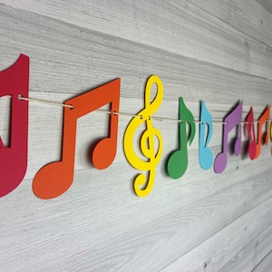 Rainbow Music Note Garland - Kids Music Party - Rainbow Notes Birthday - Music Birthday Decor - Music Note Banner - Music Class Garland