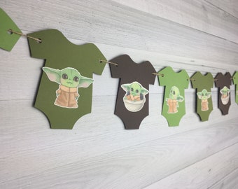 Baby Alien Child Onesie Garland - Baby Alien Baby Shower - The Child Baby Shower Banner -Baby Onesie Garland - Space Wars Shower- Baby Decor