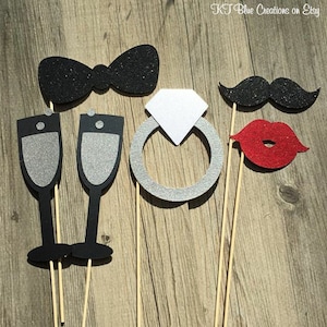 ENGAGEMENT Photo Props - Wedding Photobooth - Photo Booth Props - Engagement Party Props - Wedding Picture Props - Photobooth Props - 6pcs