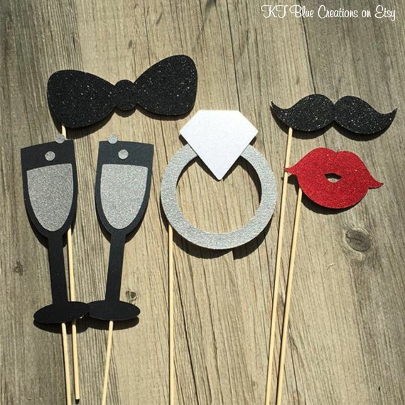 ENGAGEMENT Photo Props - Wedding Photobooth - Photo Booth Props - Engagement Party Props - Wedding Picture Props - Photobooth Props - 6pcs Il_570xn