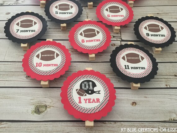 Football Photo Clips - Football First Birthday - First Year Banner - Choose Colors -Sports 1st Birthday - 1st Year Photo Clips -Photo Banner Il_570xn