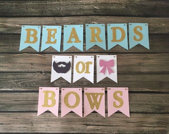 Beards or Bows Banner - Gender Reveal Baby Shower - Beards or Bows Gender Reveal - Boy Or Girl Banner - Baby Shower Banner - He or She Party