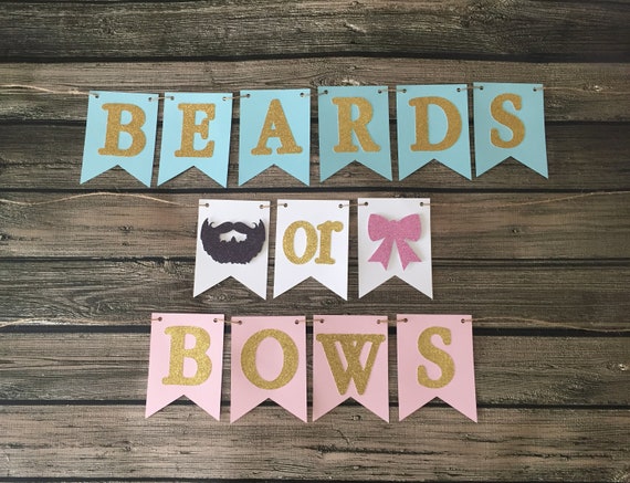 Beards or Bows Banner - Gender Reveal Baby Shower - Beards or Bows Gender Reveal - Boy Or Girl Banner - Baby Shower Banner - He or She Party Il_570xn