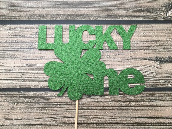 LUCKY ONE Clover Cake Topper - Clover Birthday Cake Topper - St Patty Clover Decor - St Patty Birthday - Lucky One Birthday - Choose Color Il_570xn