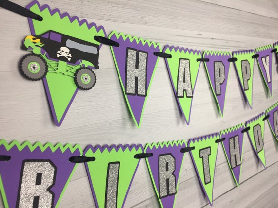 Monster Truck Birthday Banner - Monster Truck Birthday - Monster Truck Party - Happy Birthday Banner - Big Truck Party Decor -Monster Trucks Il_570xn