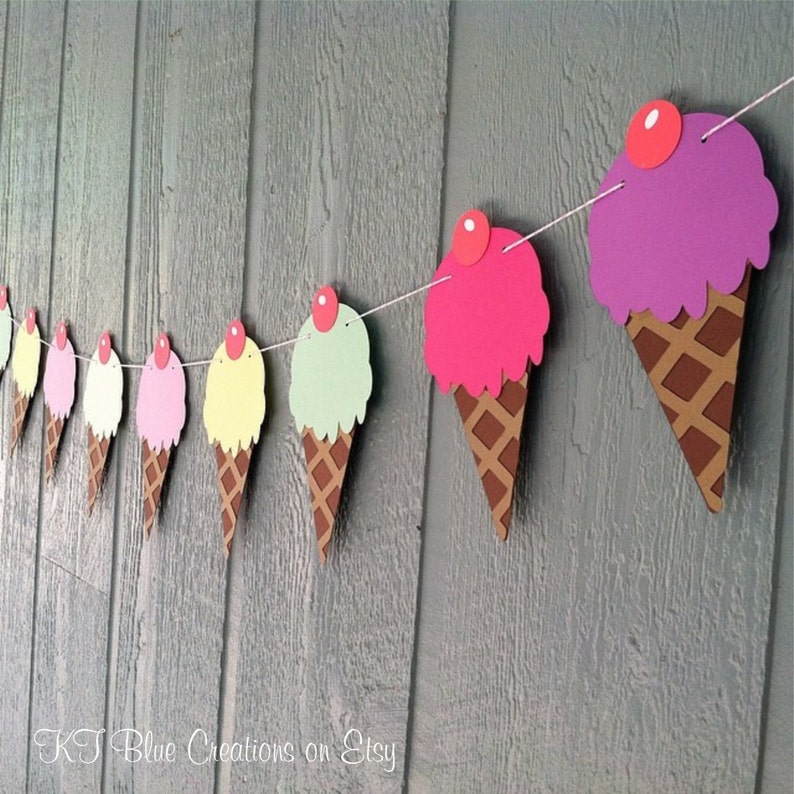 Ice Cream Cone Garland Ice Cream Party Summer Treats Etsy
