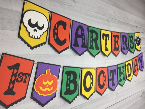 Halloween Birthday Banner - Personalized with Name & Age - Happy Boo-thday Banner - 1st Birthday - Halloween Party Banner - Boothday Banner Il_570xn