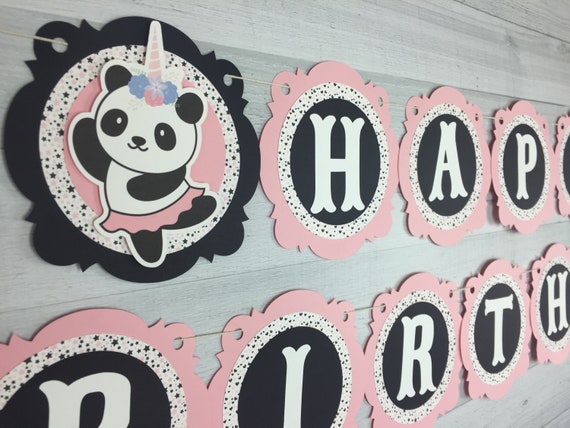 Pandicorn Birthday Banner - Name Banner - Panda Unicorn Birthday - Pandicorn Party - Kawaii Pandacorn - Choose Colors - Highchair Banner Il_570xn