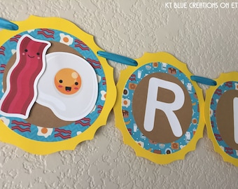 BREAKFAST Banner - Rise & Shine Banner - Breakfast Party Decor - Brunch Birthday - Brunch Banner - Kawaii Food Banner - Breakfast Birthday
