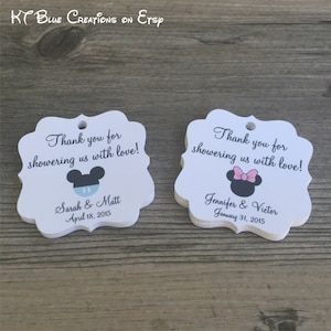 Minnie/Mickey Baby Shower Favor Tags - Minnie Baby Shower - Mickey Baby Shower - Gender Reveal Tags - Baby Shower Tags - Baby Sprinkle Tags