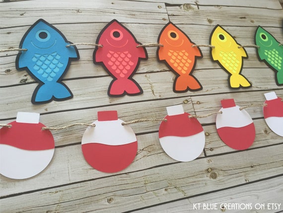 FISHING Garland Rainbow Fish Garland Fishing Bobber Garland Fishing  Birthday Decor the Big One Fishing Birthday Fish Party Decor 