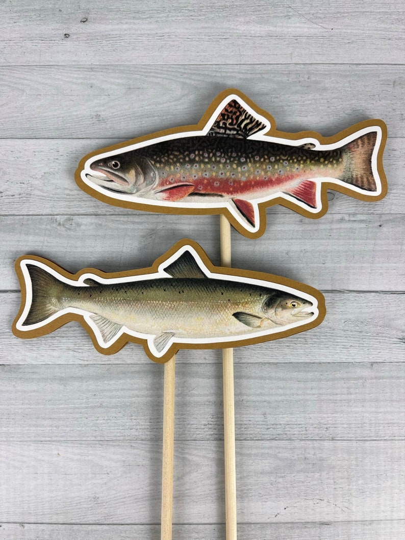 FISH Centerpieces Vintage Fish DOUBLE-SIDED The Big One Fishing Birthday Birthday Centerpieces Realistic Fishing Party Decor image 4