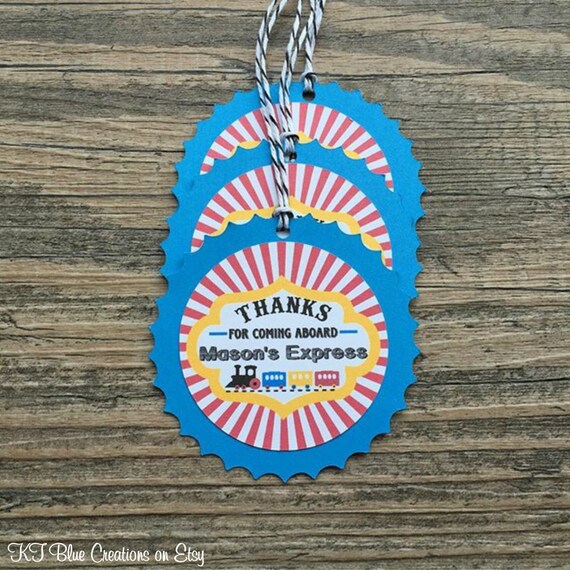 Train Favor Tags - Train Birthday Tags - Vintage Train Favor Tags - Railroad Birthday - Choo Choo Train Party - Gift Tags, Thank You Tags Il_570xn