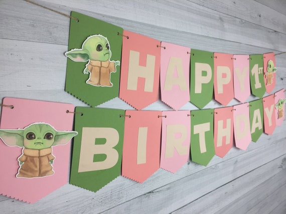 Baby Alien Child Banner - Space Baby Birthday Banner - Girl Alien Party -Space Wars Birthday- Personalized Banner -The Child Birthday Decor Il_570xn