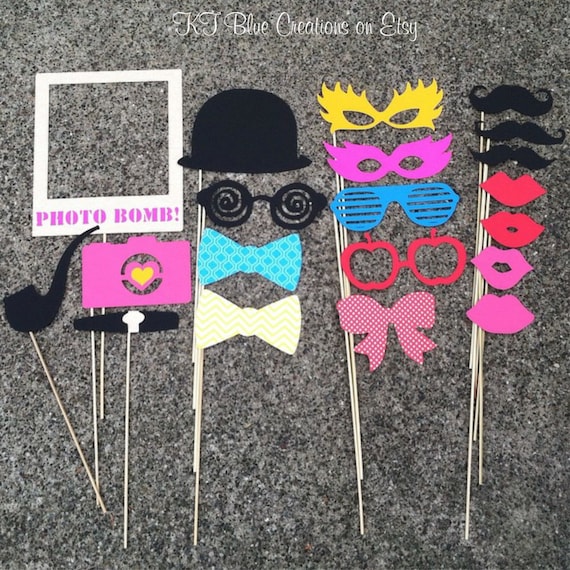 Photo Booth Props - Wedding Props - Party Props - Photobooth Props - Birthday Party Props - Wedding Photobooth - Props with Handles - 20pcs Il_570xn