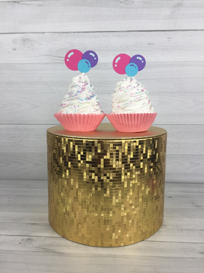 Bubbles Cupcake Toppers Bubble Birthday Girl Bubble Party Etsy