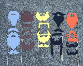 Mustache & Beard Photo Props - Movember Party Props - Photobooth Props - Photo Booth Props -Distinguished Gentleman Party -Funny Party Props