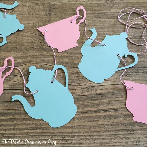 Tea Party Garland - Tea Party Banner - Teapot Banner - Teacup Banner - Alice In Wonderland - Birthday Garland - First Birthday - Photo Prop Il_570xn
