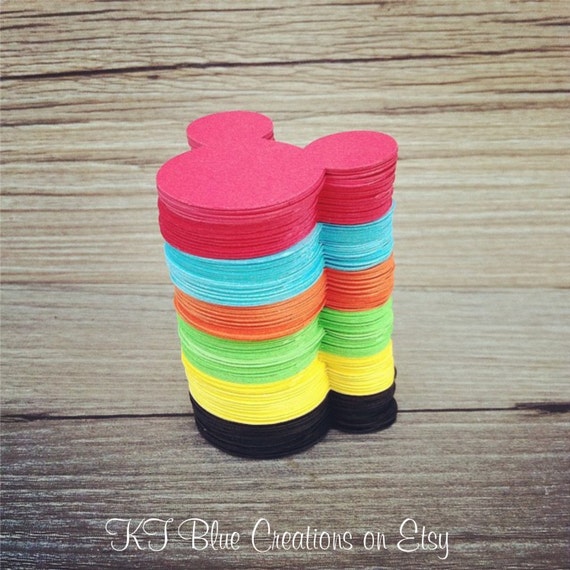 240 Mickey Mouse Clubhouse Die Cuts, 1.5" - Red, Black, Yellow, Green, Blue, Orange - confetti, scrapbooking, party decor, DIY projects Il_570xn