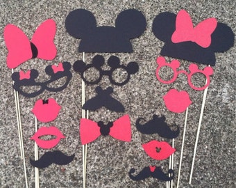 Mickey & Minnie GLITTER Photo Props -Birthday Props - Minnie/Mickey Birthday - Minnie/Mickey Wedding Props - Photobooth Props - Photo Booth