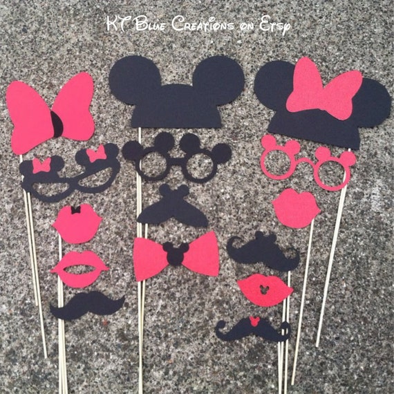 Mickey & Minnie GLITTER Photo Props -Birthday Props - Minnie/Mickey Birthday - Minnie/Mickey Wedding Props - Photobooth Props - Photo Booth Il_570xn