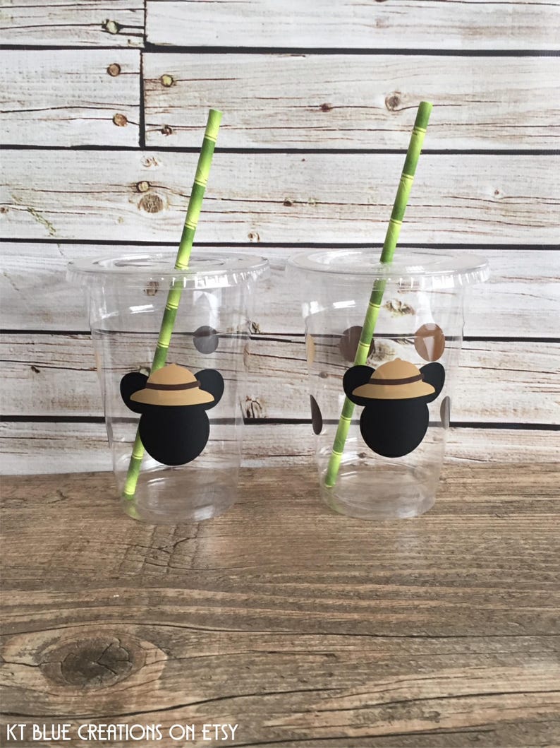 Mickey Safari Party Cups - Jungle, Safari - Mickey Safari Birthday - Mickey Party Cups - Mickey Mouse Jungle Party Decor - Mickey Birthday image 1