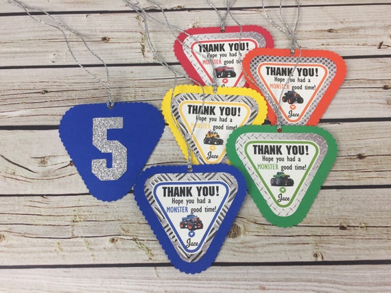 Colorful Monster Truck Favor Tags Monster Truck Birthday Party