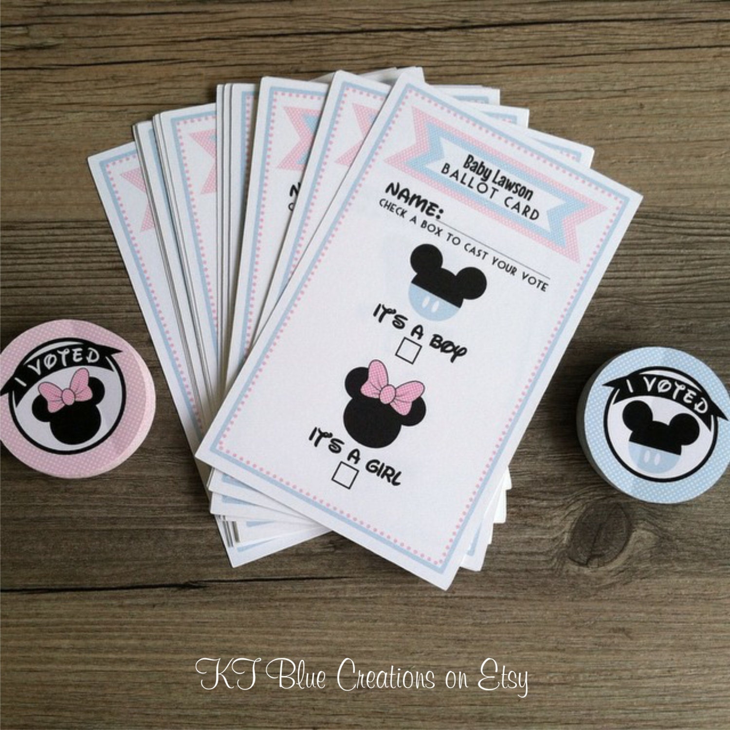Cute Voting Roster Gender Reveal Voting Ballots and I VOTED Stickers - Mickey & Minnie ...
