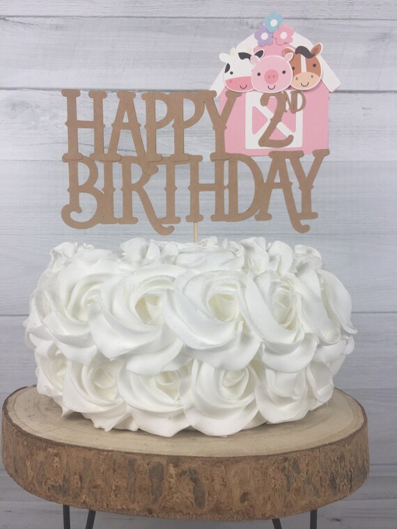 Barn Birthday Cake Topper - Farm Animals Cake Topper - Barn Birthday - Farm Birthday - Cute Farm Animals - Birthday Cake Topper with Age Il_570xn