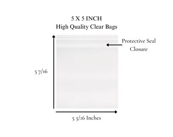 Clear Bags for 5x5 Cards & Prints | Resealable Crystal Clear Sleeves | Archival Safe BOPP Packaging | Set of 100
