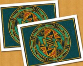 FISH DESIGN - Set of 2 Note Cards - From the Southwest Collection - Artwork by Linda Henry (SWNC011)