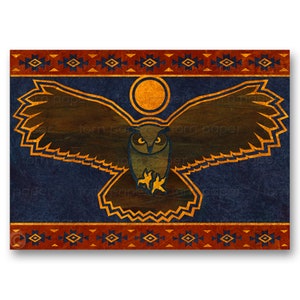 OWL MOON - Southwest Collection - Available as a Greeting Card, Print, or Art Block in 2 Sizes - Prints include a Free Mat (SW2014023)