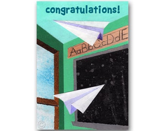 Class of 2026 Graduation Card – Paper Airplanes, Collage Art (Print Available)(GRAD002)
