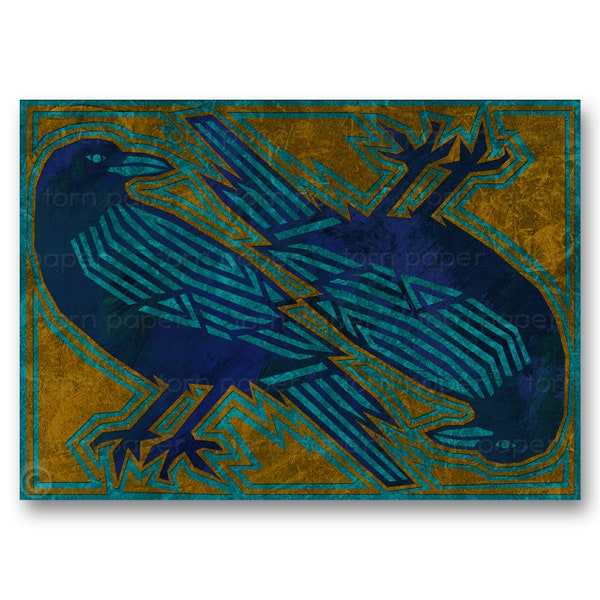 PAIR of RAVENS - Southwest Collection - Available as a Greeting Card, Print, or Art Block in 2 Sizes - Prints include a Free Mat (SW2014025)