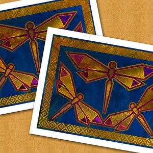 DRAGONFLY DESIGN - Set of 2 Blank Note Cards - 3 color variations - The Southwest Collection - Original Art by Linda Henry (SWNC008)