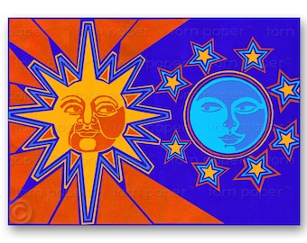SUN & MOON - Astrology Card or Matted Print - 2 color options - Birthday - Love - Wedding - Engagement - Anniversary - Valentine (CVAL024)