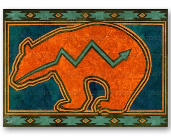 ZUNI BEAR - 2 color options - Southwest Collection - A 5x7 Greeting Card, Print, or Art Block in 2 Sizes - Prints include a Free Mat (SW002)
