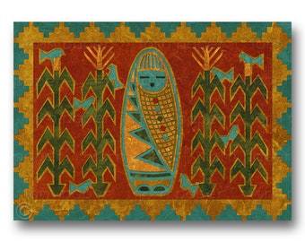 CORN MAIDEN - 2 color options - Southwest Collection - Available as a Greeting Card, Print, or Art Block - Prints include a Free Mat (SW048)