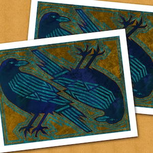 PAIR of RAVENS - Southwest Collection - Set of 2 Blank Note Cards with 2 color options - Artwork by Linda Henry (SWNC025)