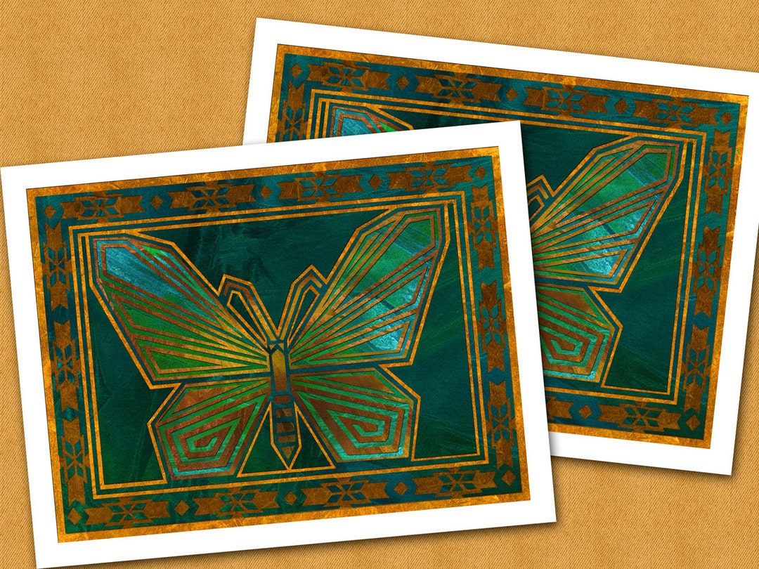 BUTTERFLY MOTIF - Set of 2 Blank Note Cards From the Southwest ...