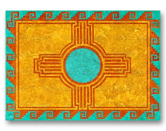ZIA SUN Design - Southwest Collection - 2 color variations - Available as a 5x7 Greeting Card, Matted Print, or Art Block in 2 Sizes (SW033)