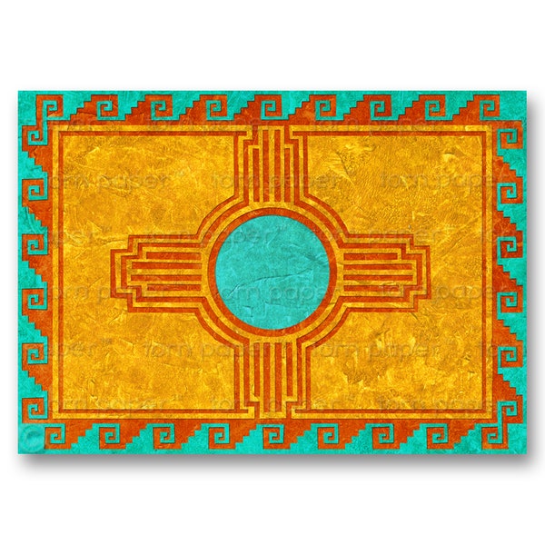 ZIA SUN Design - Southwest Collection - Available as a Greeting Card, Print, or Art Block in 2 Sizes - Prints include a Free Mat (SW2014033)