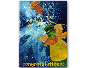 CHAMPAGNE CELEBRATION! - Graduation, Wedding, Anniversary, Engagement, Congratulations - Card or Print with a Free Mat (GRAD013)
