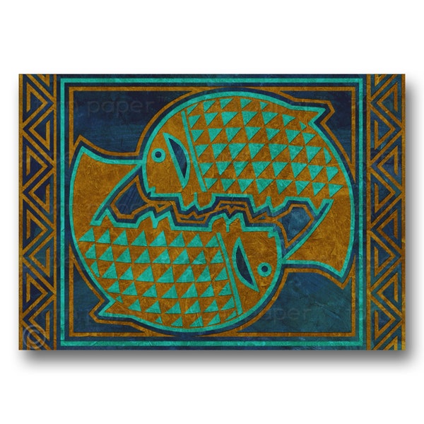 FISH DESIGN - From the Southwest Collection - Available as a Card, Print, or Art Block - 2 Sizes - Prints include a Free Mat (SW2016047)