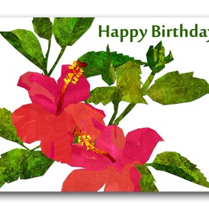 Joyeux Anniversaire Fleurs Dhibiscus Carte Danniversaire Etsy
