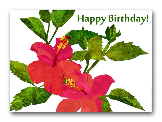 Joyeux Anniversaire Fleurs D Hibiscus 5 X 7 Carte Etsy Joyeux Anniversaire Fleurs D Hibiscus 5 X 7 Carte Etsy