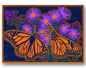 MONARCH BUTTERFLIES - "The Wonders of Nature" Collection by Linda Henry - Love - Wedding - Valentine - 5x7 Greeting Card or Print (CVAL049)